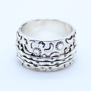 {5/$25} Celestial silver sun and moon ring 925 sterling